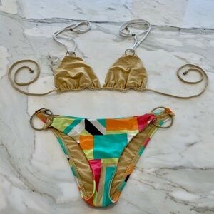 VITAMIN A MULTI BIKINI BOTTOM & REVERSIBLE STRING